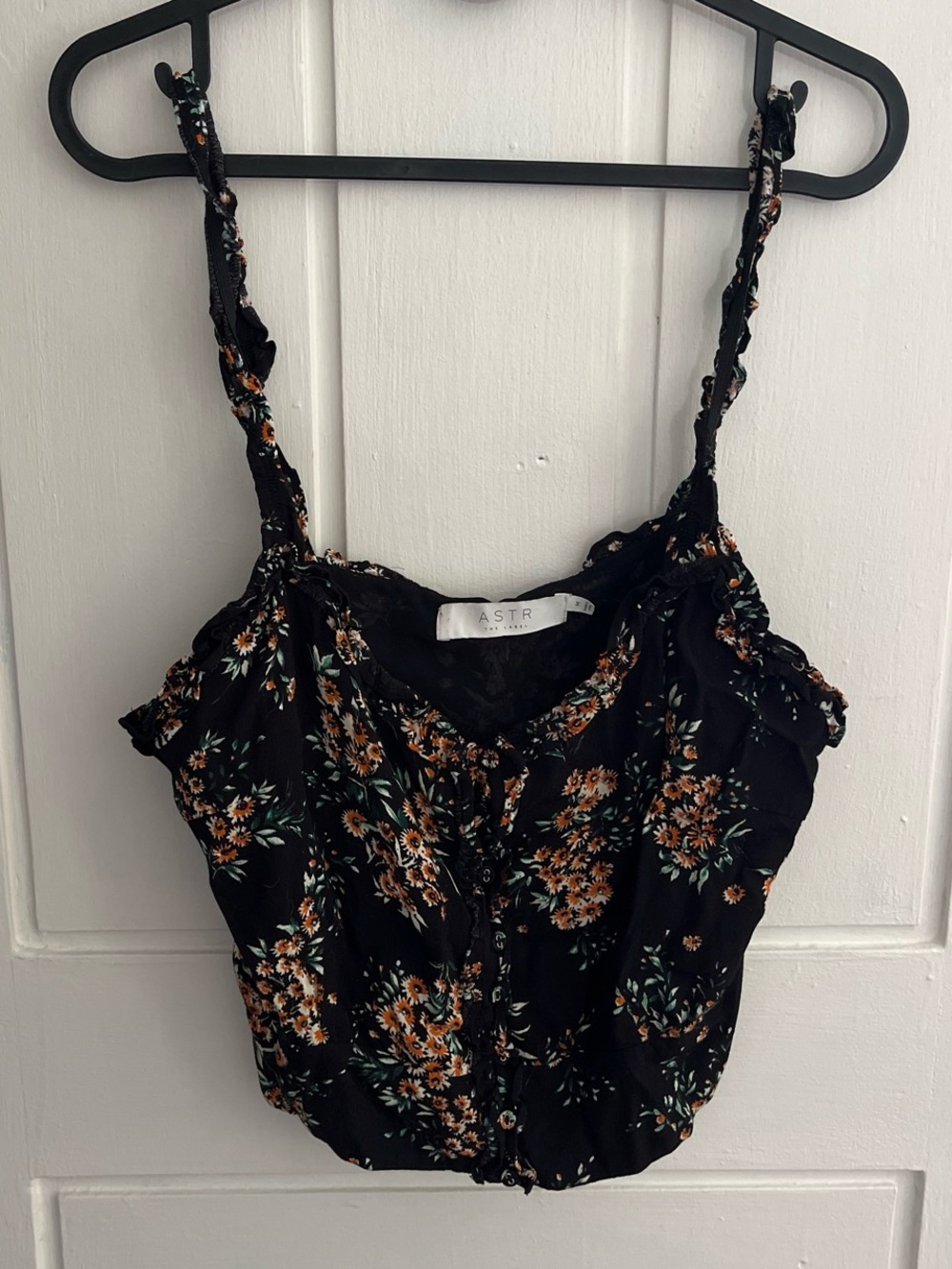 Black Floral Going-Out Cami Crop Top